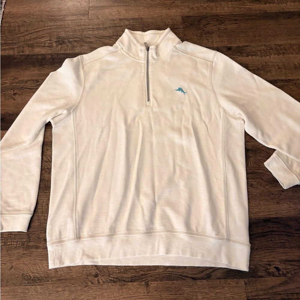 Tommy Bahama Cream Zip-Up Sweater